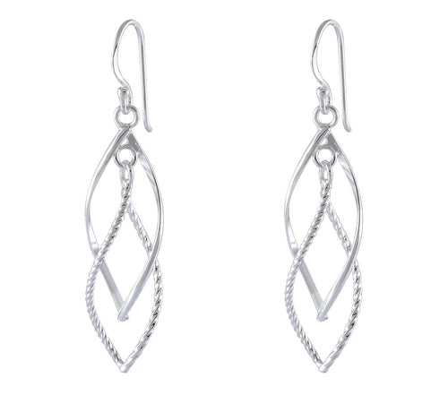 Geometric Twist Sterling Silver Drop Earrings - Signature Collection - Model 1212-064