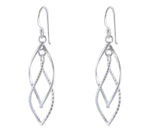 Geometric Twist Sterling Silver Drop Earrings - Signature Collection - Model 1212-064