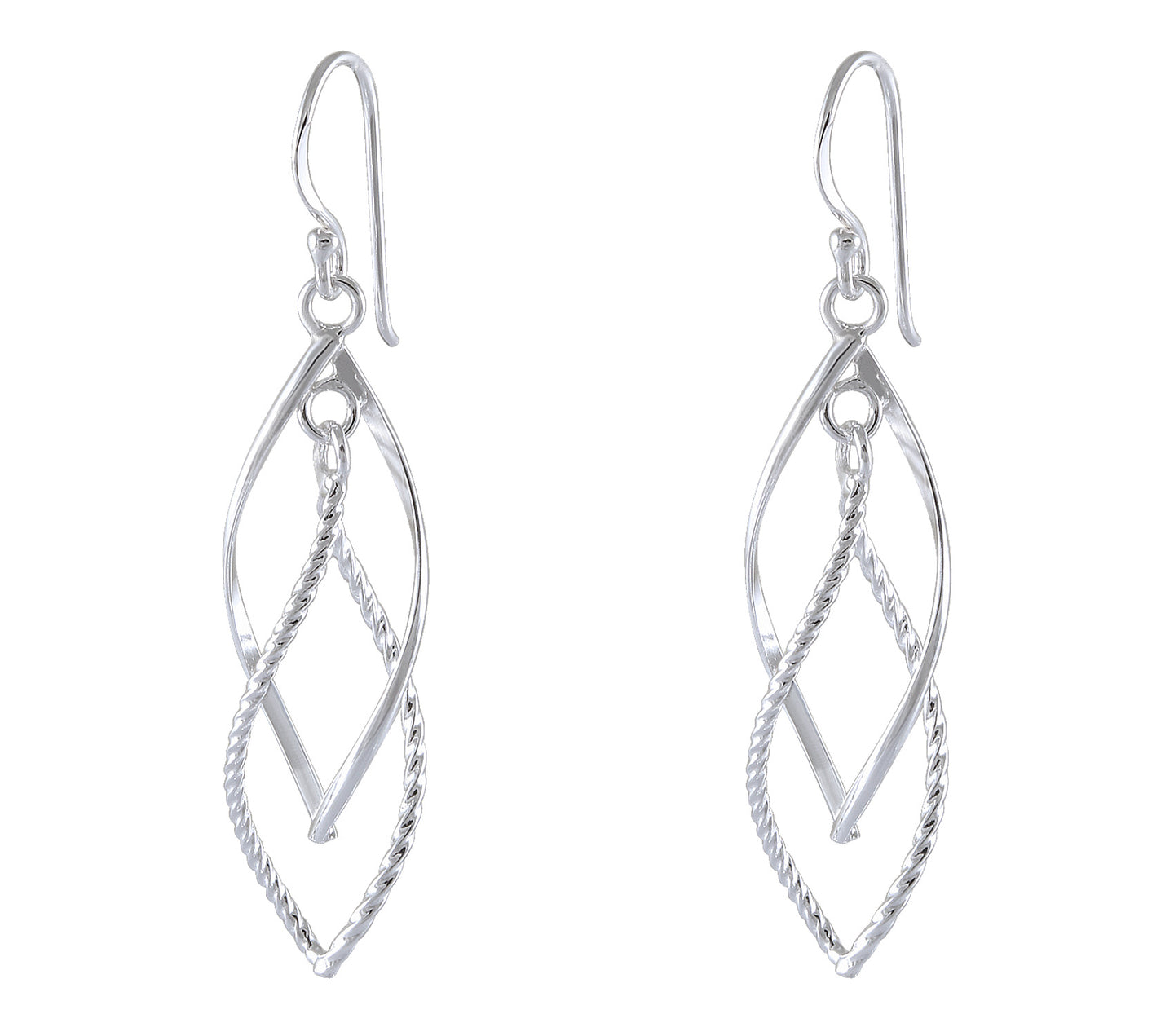 Geometric Twist Sterling Silver Drop Earrings - Signature Collection - Model 1212-064