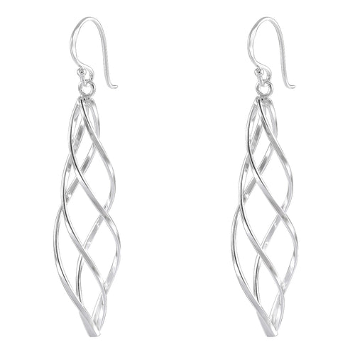 Spiraling Elegance Sterling Silver Cluster Earrings - Model 1212-066