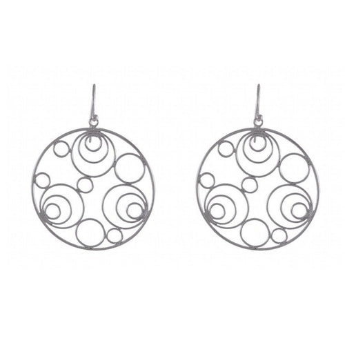 Whimsical Circles Sterling Silver Cluster Earrings - Model 1212-067