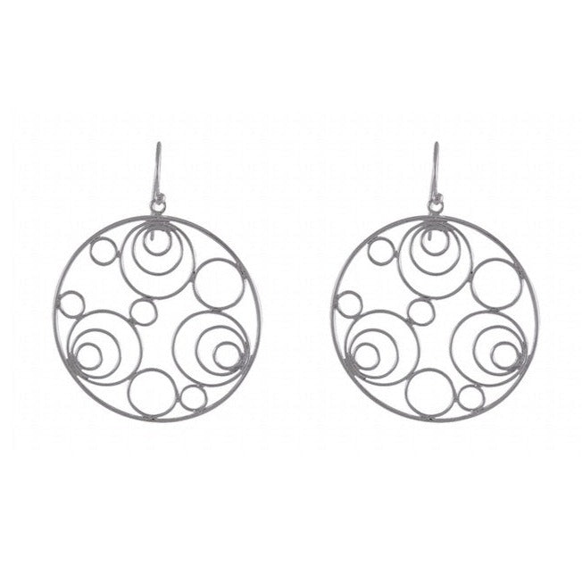 Whimsical Circles Sterling Silver Cluster Earrings - Model 1212-067