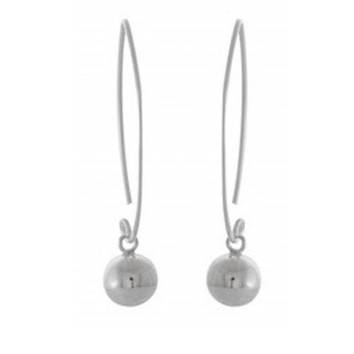 Sleek Sphere Drop Sterling Silver Earrings - Model 1212-068