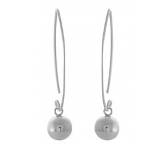 Sleek Sphere Drop Sterling Silver Earrings - Model 1212-068