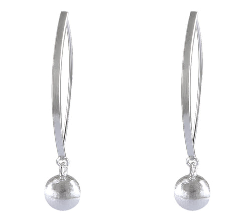 Contemporary Curve and Sphere Silver Earrings - Model 1212-069