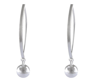 Contemporary Curve and Sphere Silver Earrings - Model 1212-069