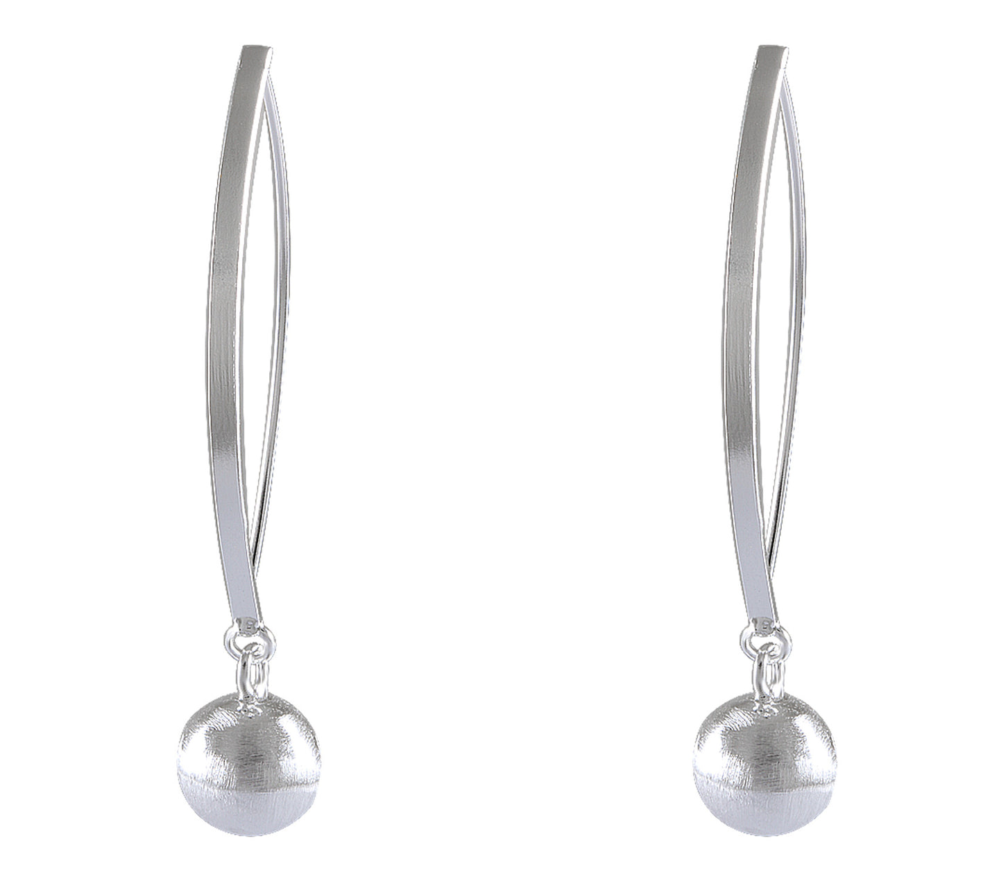 Contemporary Curve and Sphere Silver Earrings - Model 1212-069