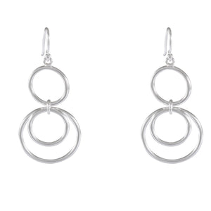 Triple Ring Harmony Silver Earrings - Model 1212-070