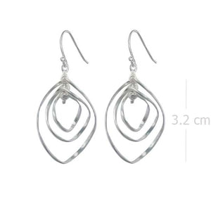 Contemporary Sterling Silver Nested Diamond Earrings with Center Sphere - Model 1212-030