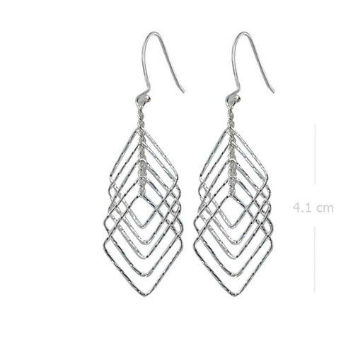 Geometric Cascade Sterling Silver Earrings - Handcrafted Artisan Cluster Jewelry - Model 1212-074