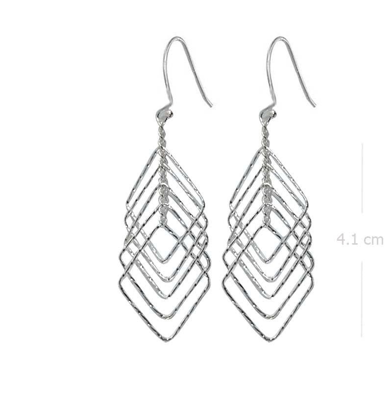 Geometric Cascade Sterling Silver Earrings - Handcrafted Artisan Cluster Jewelry - Model 1212-074