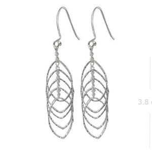 Sleek Silver Filigree Leaf Earrings - Elegant Sterling Silver Cluster Jewelry - Model 1212-075