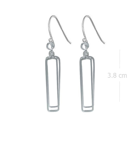 Minimalist Rectangular Sterling Silver Earrings - Sleek Long Cluster Jewelry - Model 1212-077
