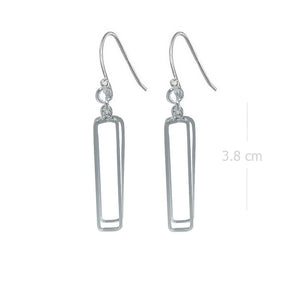 Minimalist Rectangular Sterling Silver Earrings - Sleek Long Cluster Jewelry - Model 1212-077