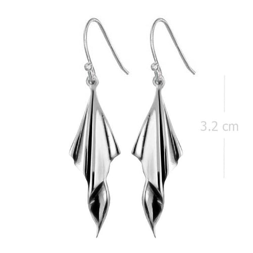 Art Deco Inspired Sterling Silver Origami Earrings - Unique Fold Design Cluster Jewelry - Model 1212-080