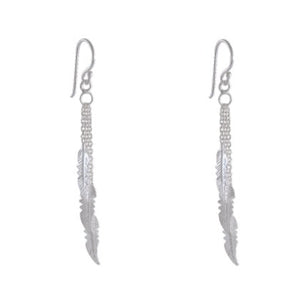 Ethereal Feather Sterling Silver Chain Earrings - Delicate Cluster Jewelry - Model 1212-081