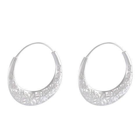 Sterling Silver Filigree Hoop Earrings - Model 1213-001