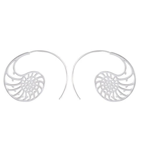 Chic Nautilus Shell Spiral Silver Earrings - Contemporary Elegance - Model 1213-002
