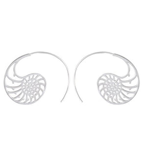 Chic Nautilus Shell Spiral Silver Earrings - Contemporary Elegance - Model 1213-002