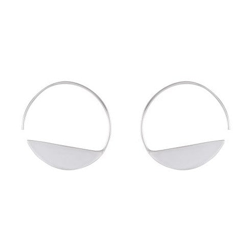 Minimalist Crescent Moon Silver Earrings - Modernist Aesthetic - Model 1213-004