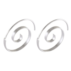 Abstract Silver Spiral Earrings - Modern Whimsical Elegance - Model 1213-005