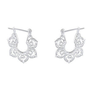 Ornate Filigree Silver Earrings - Vintage Inspired Luxe - Model 1213-006