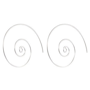 Sleek Spiral Harmony Silver Earrings - Minimalist Elegance - Model 1213-007