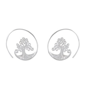 Enchanted Tree of Life Silver Earrings - Whimsical Nature Design - Model 1213-010