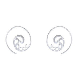 Wave Crest Spiral Silver Earrings - Oceanic Elegance - Model 1213-013