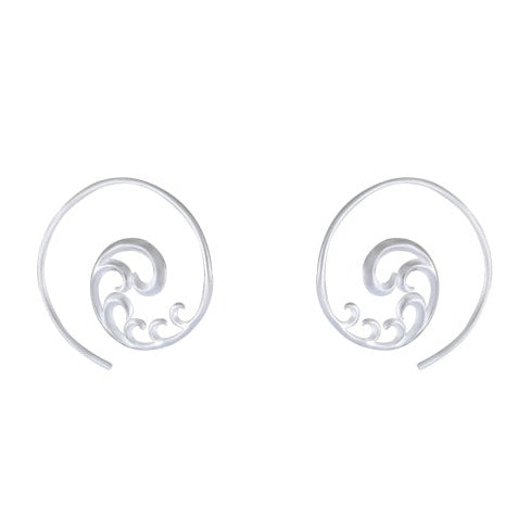 Wave Crest Spiral Silver Earrings - Oceanic Elegance - Model 1213-013