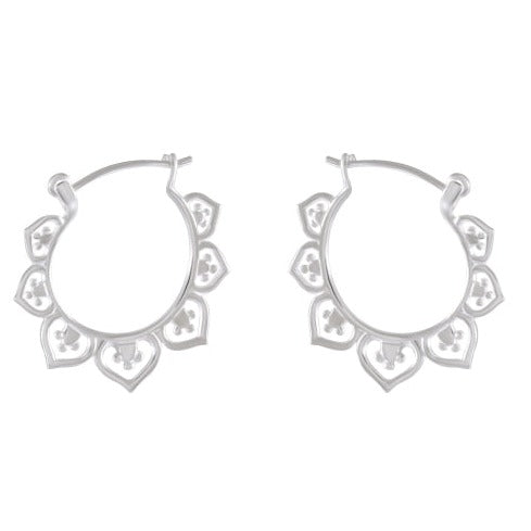 Art Deco Hearts Silver Hoop Earrings - Modern Romance - Model 1213-015
