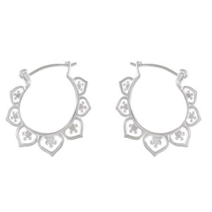 Art Deco Hearts Silver Hoop Earrings - Modern Romance - Model 1213-015