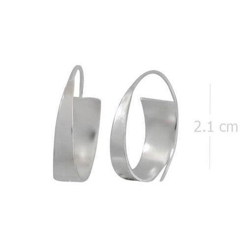 Sleek Minimalist Silver Earrings - Modern Sculptural Design - Model 1213-018