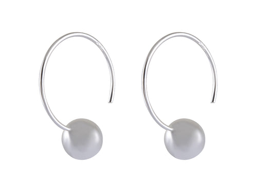 Elegant Silver Orb Hoop Earrings - Minimalist Design - Model 1213-020