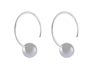 Elegant Silver Orb Hoop Earrings - Minimalist Design - Model 1213-020