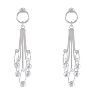 Silver Tassel Chandelier Earrings - Elegance in Motion - Model 1214-002