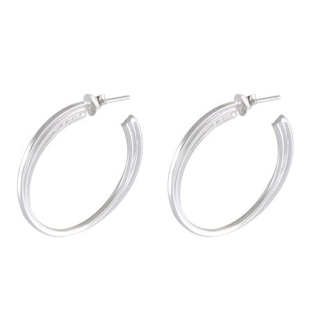 Sleek Triple-Layer Hoop Earrings | Sterling Silver Classic Design - Model 1214-004