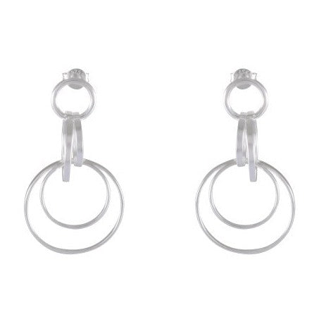 Double Hoop Sterling Silver Earrings - Modern Layered Circles Design - Model 1214-007