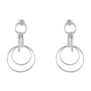 Double Hoop Sterling Silver Earrings - Modern Layered Circles Design - Model 1214-007