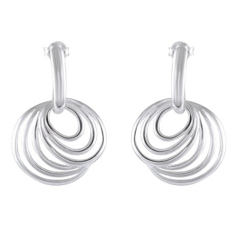 Spiraling Silver Symphony | Multi-Layered Sterling Silver Earrings - Model 1214-009