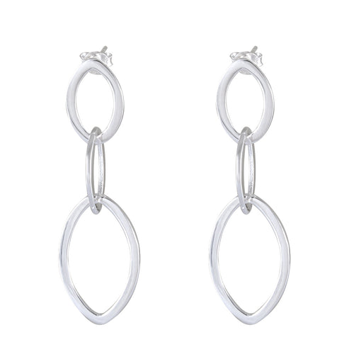 Linked Loops Sterling Silver Earrings - Dual Oval Harmony - Model 1214-013