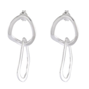 Contemporary Teardrop Loop Silver Earrings - Abstract Elegance - Model 1214-014