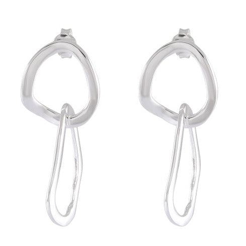 Contemporary Teardrop Loop Silver Earrings - Abstract Elegance - Model 1214-014