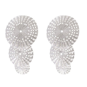 Radiant Sea Shell Silver Earrings - Dazzling Punctured Pattern - Model 1214-015