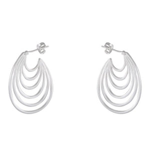 Crescent Cascade Silver Earrings - Tiered Elegance - Model 1214-016