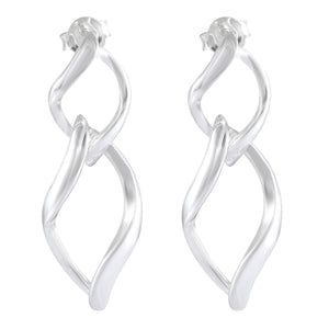 Infinite Twist Silver Earrings - Contemporary Knot Design - Model 1214-017