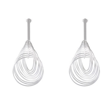 Layered Whirl Silver Earrings - Modern Vortex Design - Model 1214-019