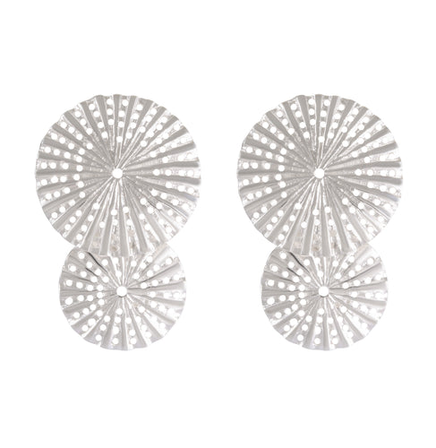 Radiant Sea Shell Silver Earrings - Dazzling Punctured Pattern - Model 1214-022