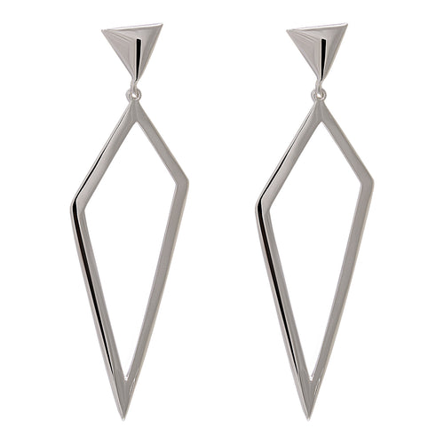 Sleek Geometric Silver Earrings - Angular Elegance - Model 1214-023