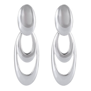 Abstract Orbit Silver Earrings - Fluid Oval Dynamics - Model 1214-025